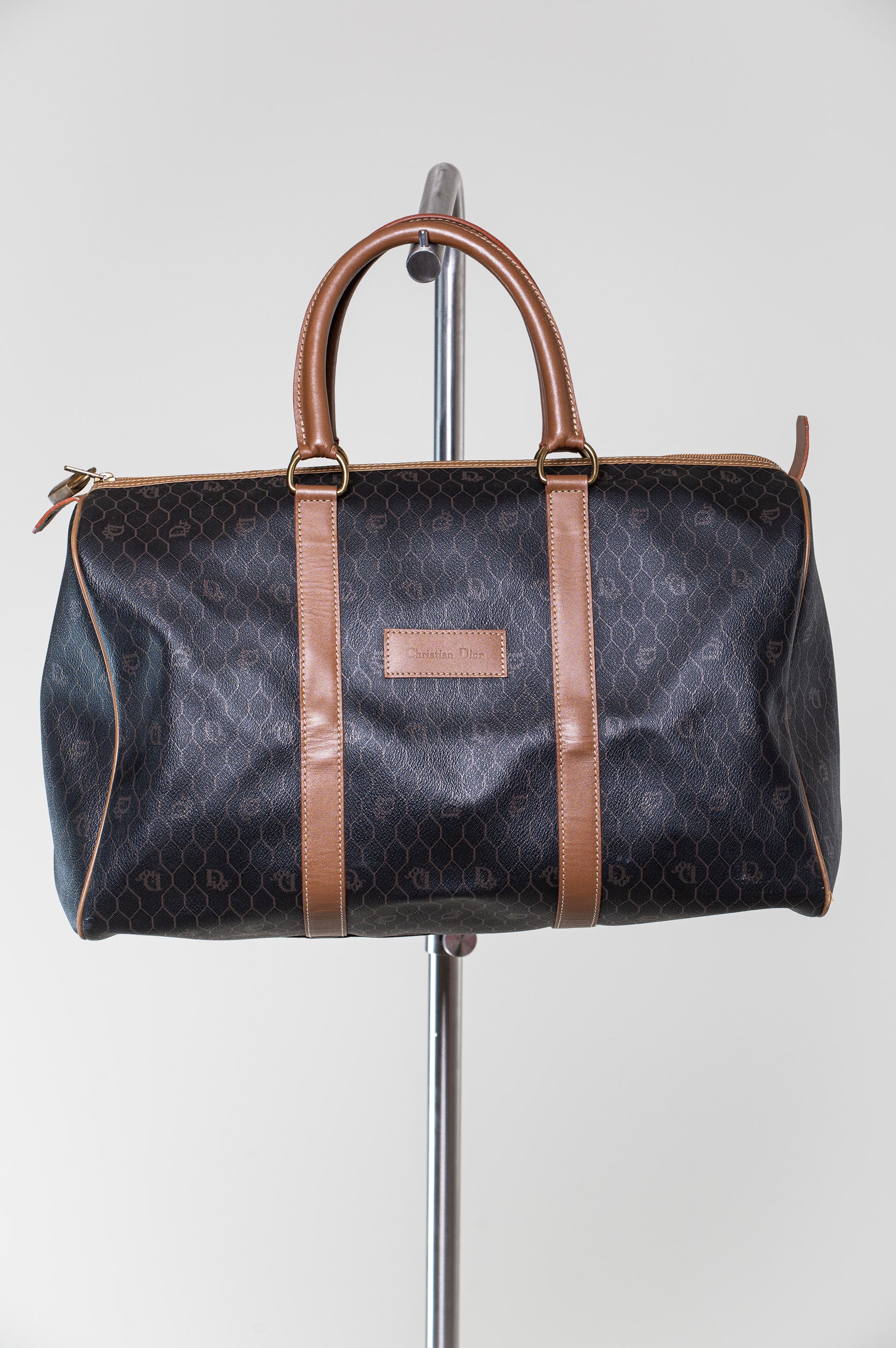 Vintage Honeycomb Boston Bag Coated Canvas