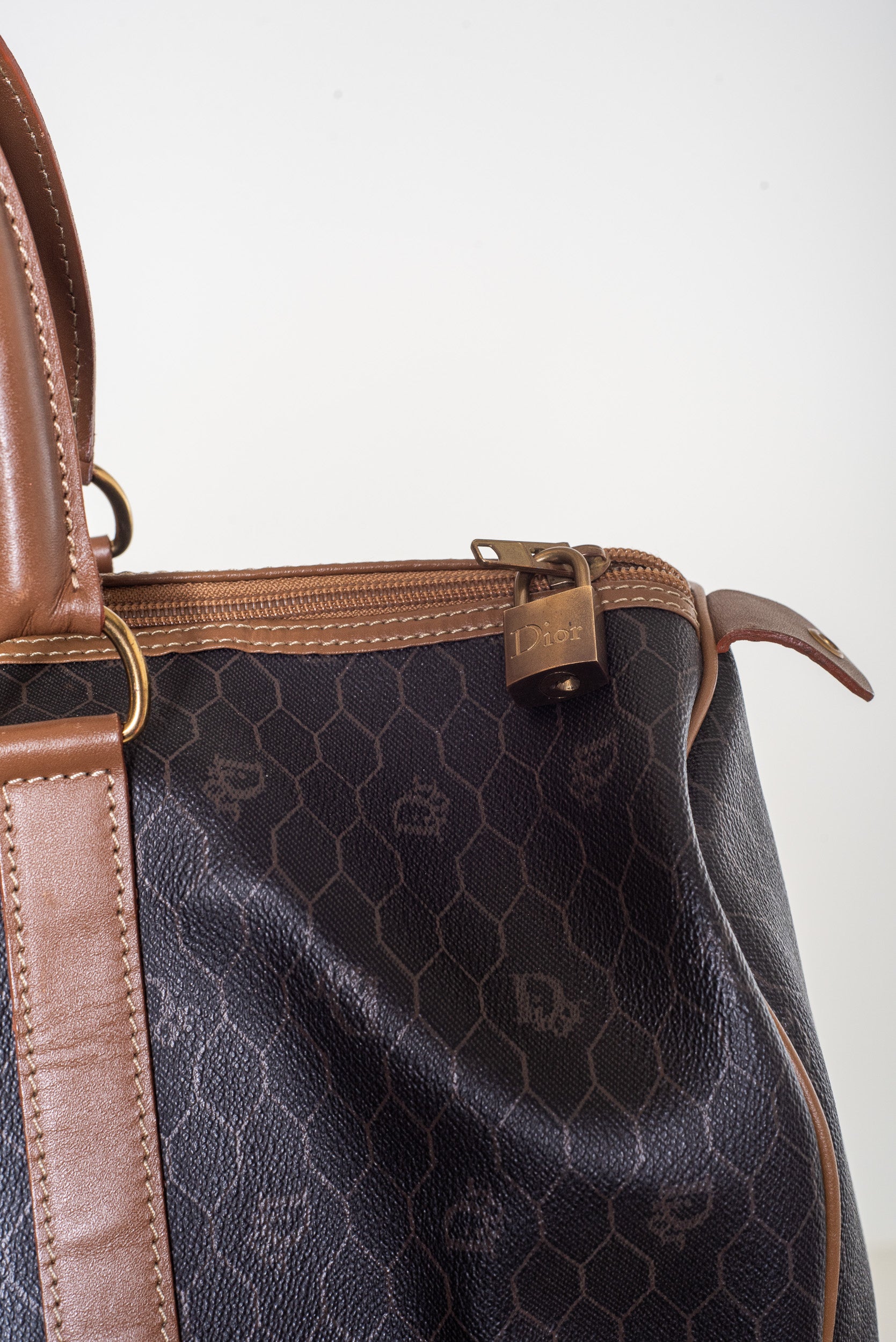 Vintage Honeycomb Boston Bag Coated Canvas