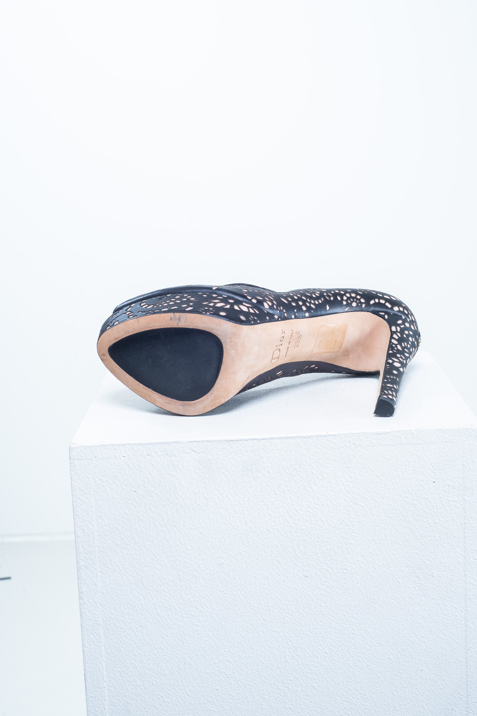 Underside of Christian Dior Leather Laser Cut Accent Pumps