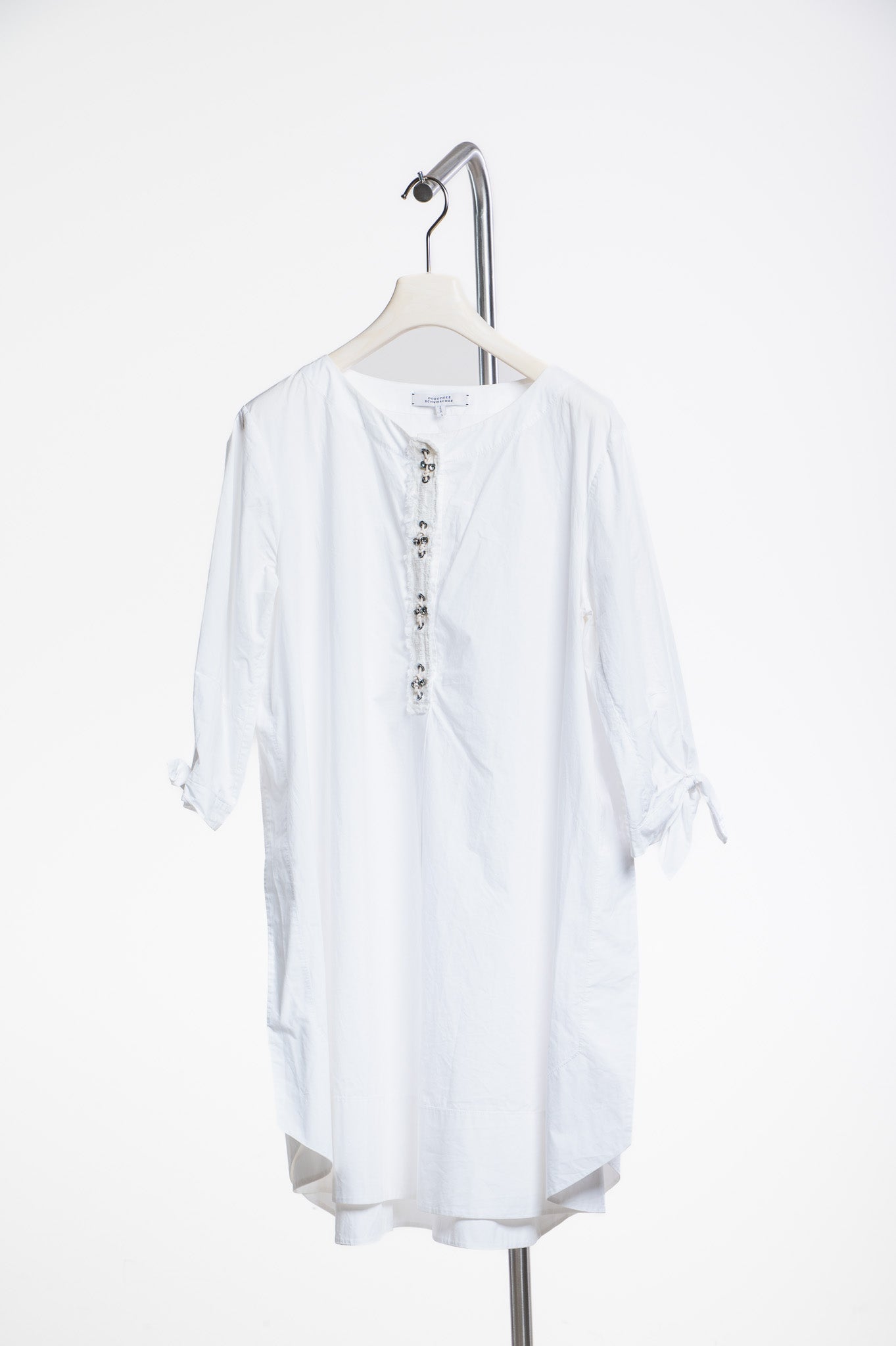 White Rope Detail Button-Up Tunic Top