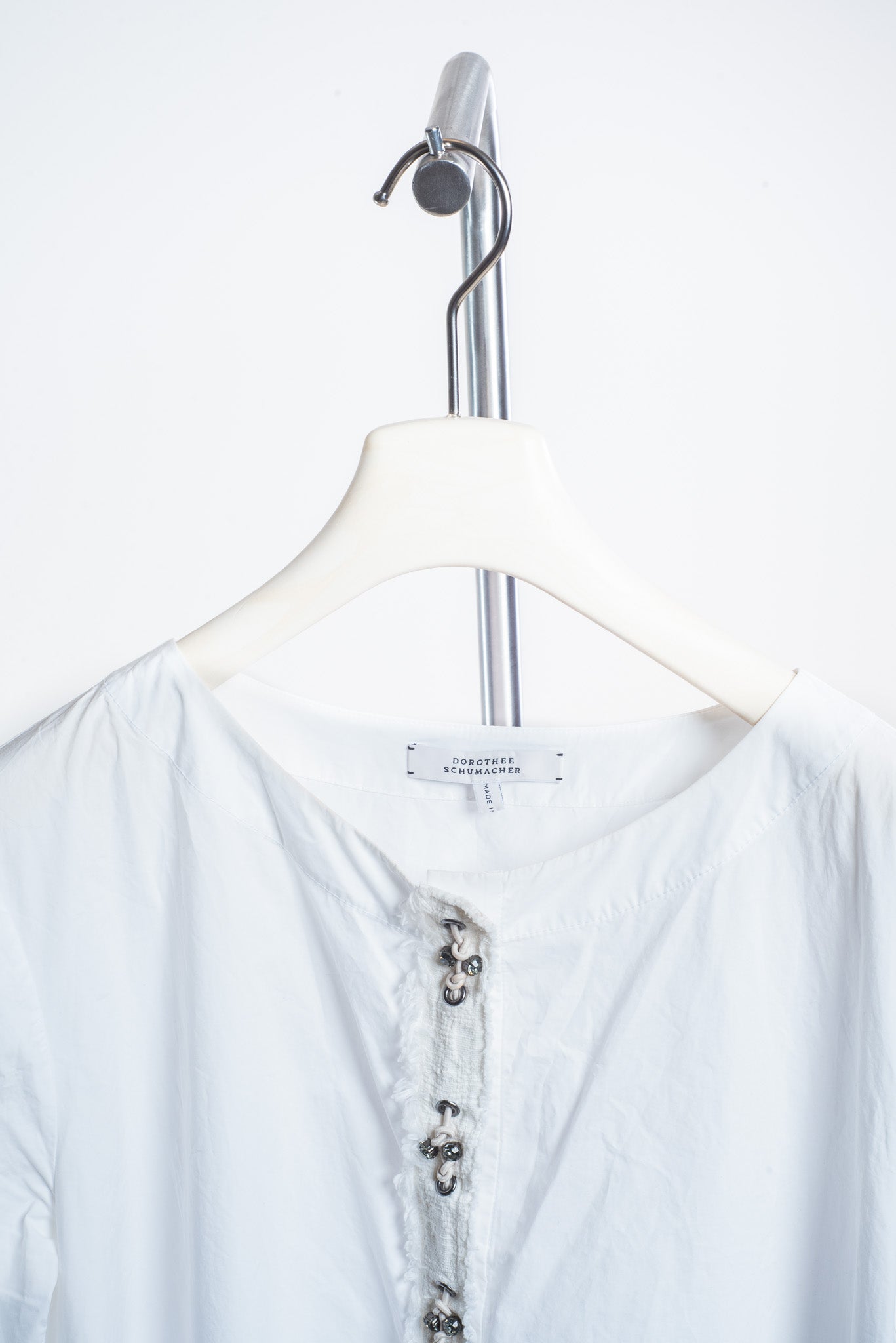 White Rope Detail Button-Up Tunic Top