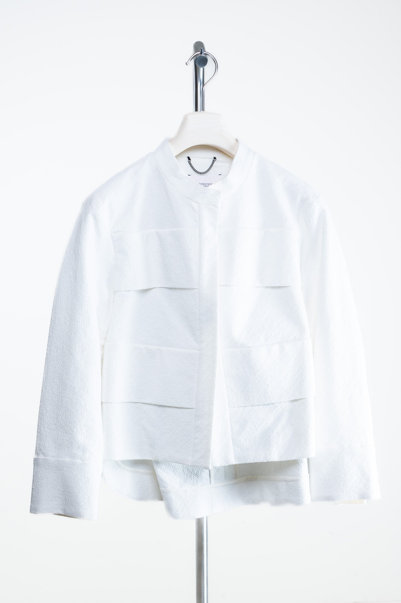 White Textured Crop Jacket