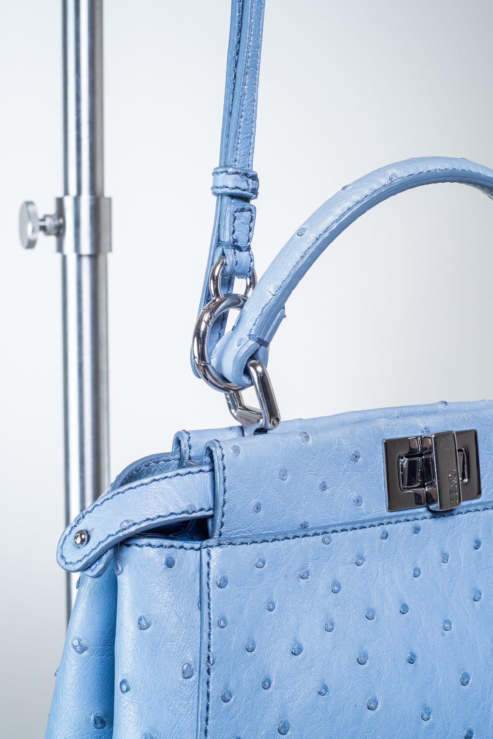 Blue Ostrich Mini Peekaboo ISeeU Bag