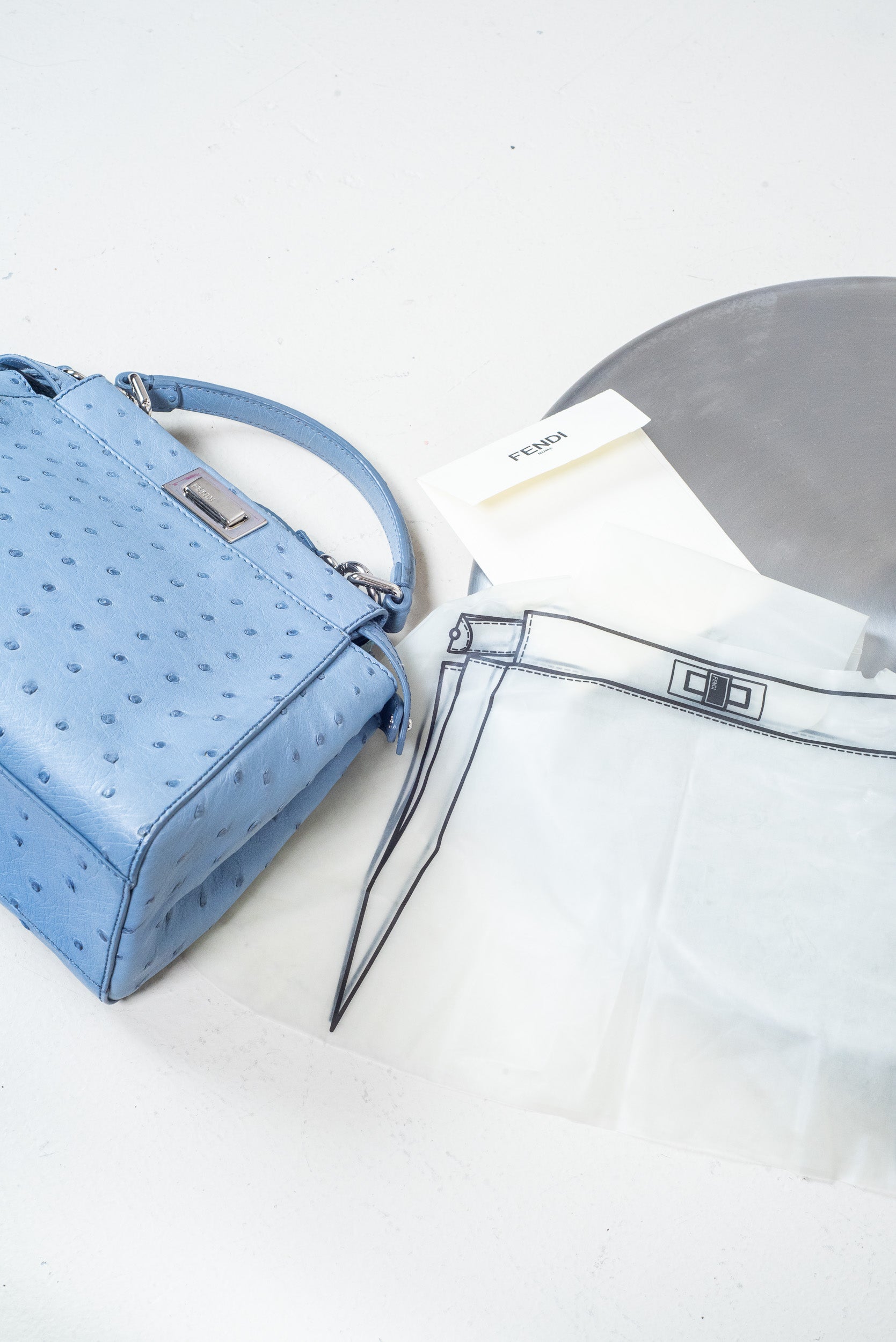 Blue Ostrich Mini Peekaboo ISeeU Bag