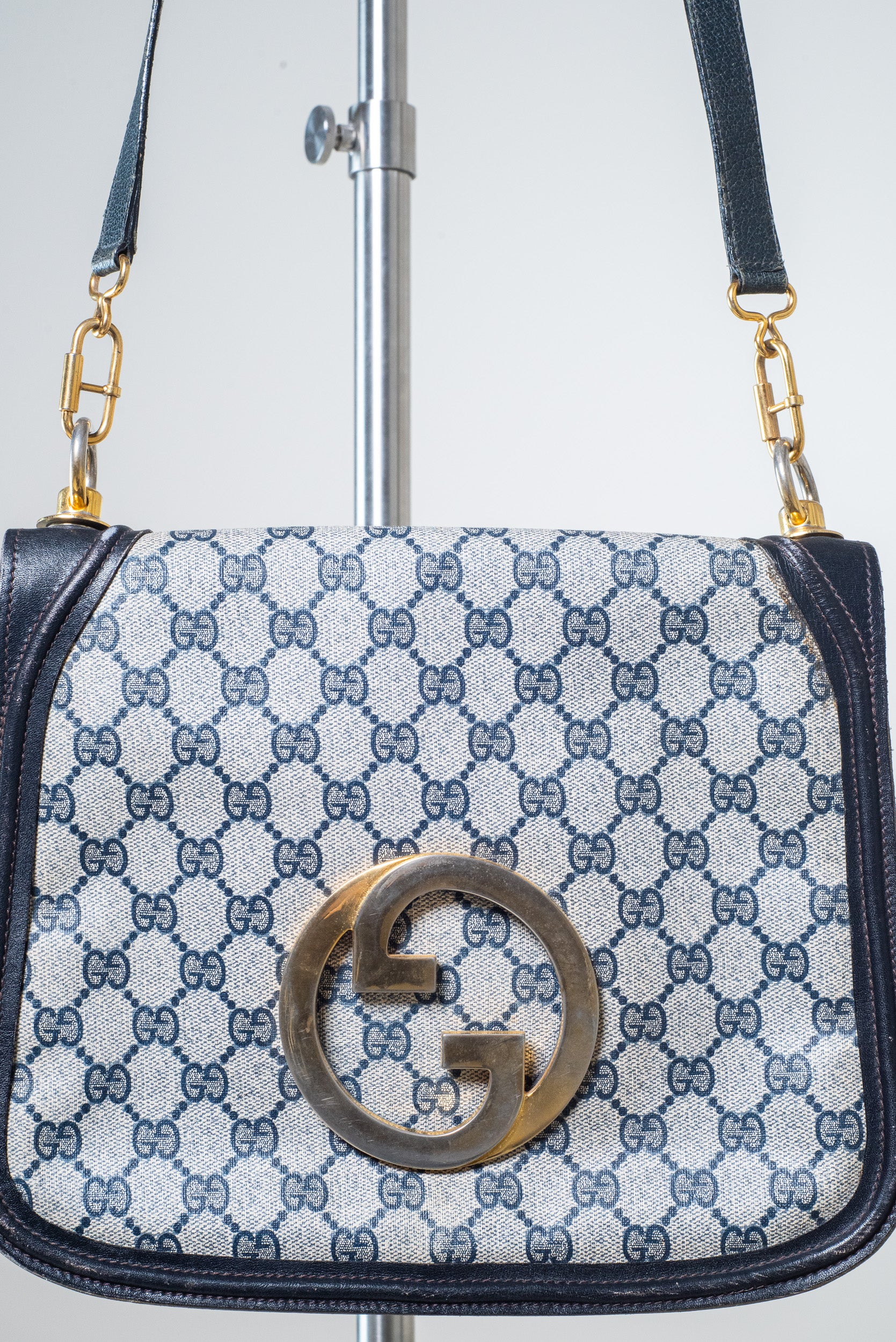 Vintage GG Blue Canvas Flap bag