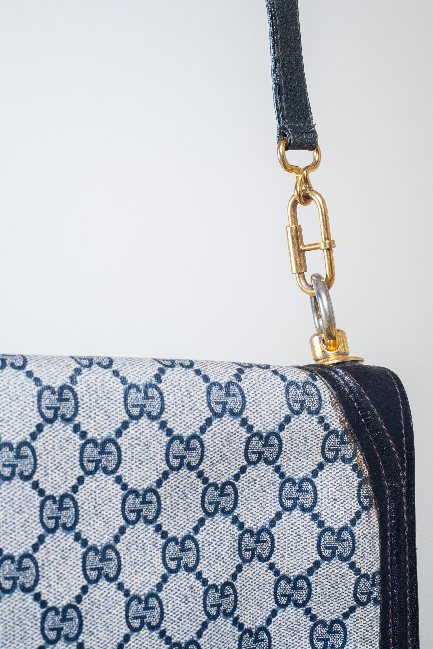 Vintage GG Blue Canvas Flap bag