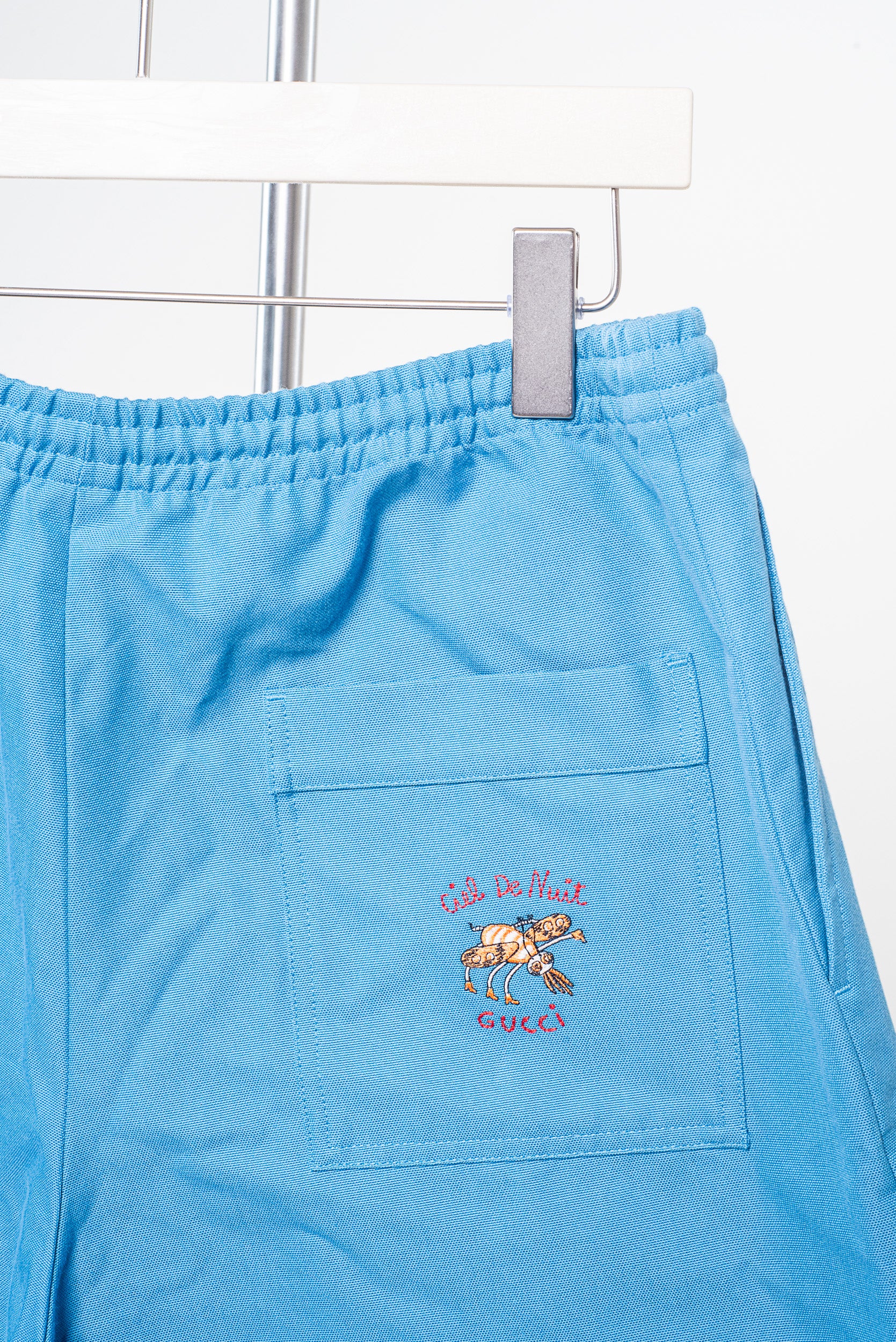 Blue Embroidered Shorts