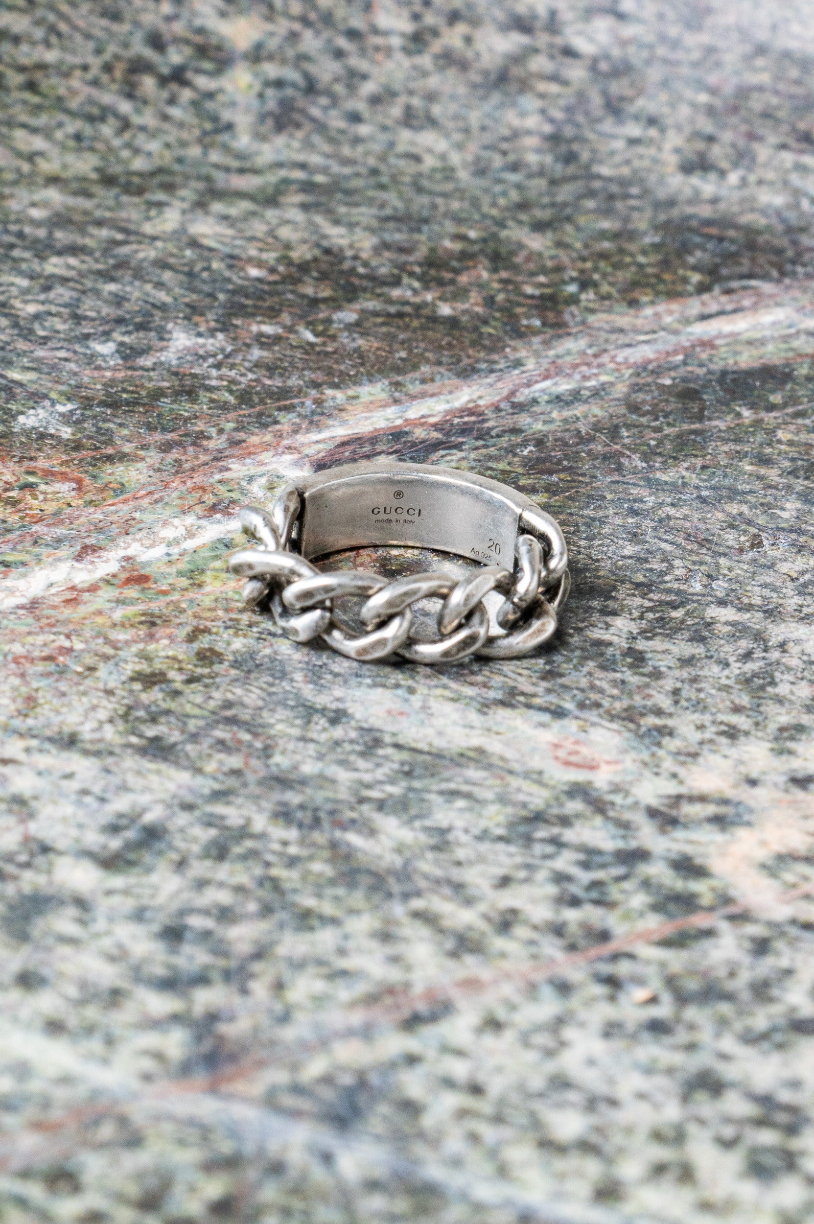 Black Enamel Logo Chain Ring - 20