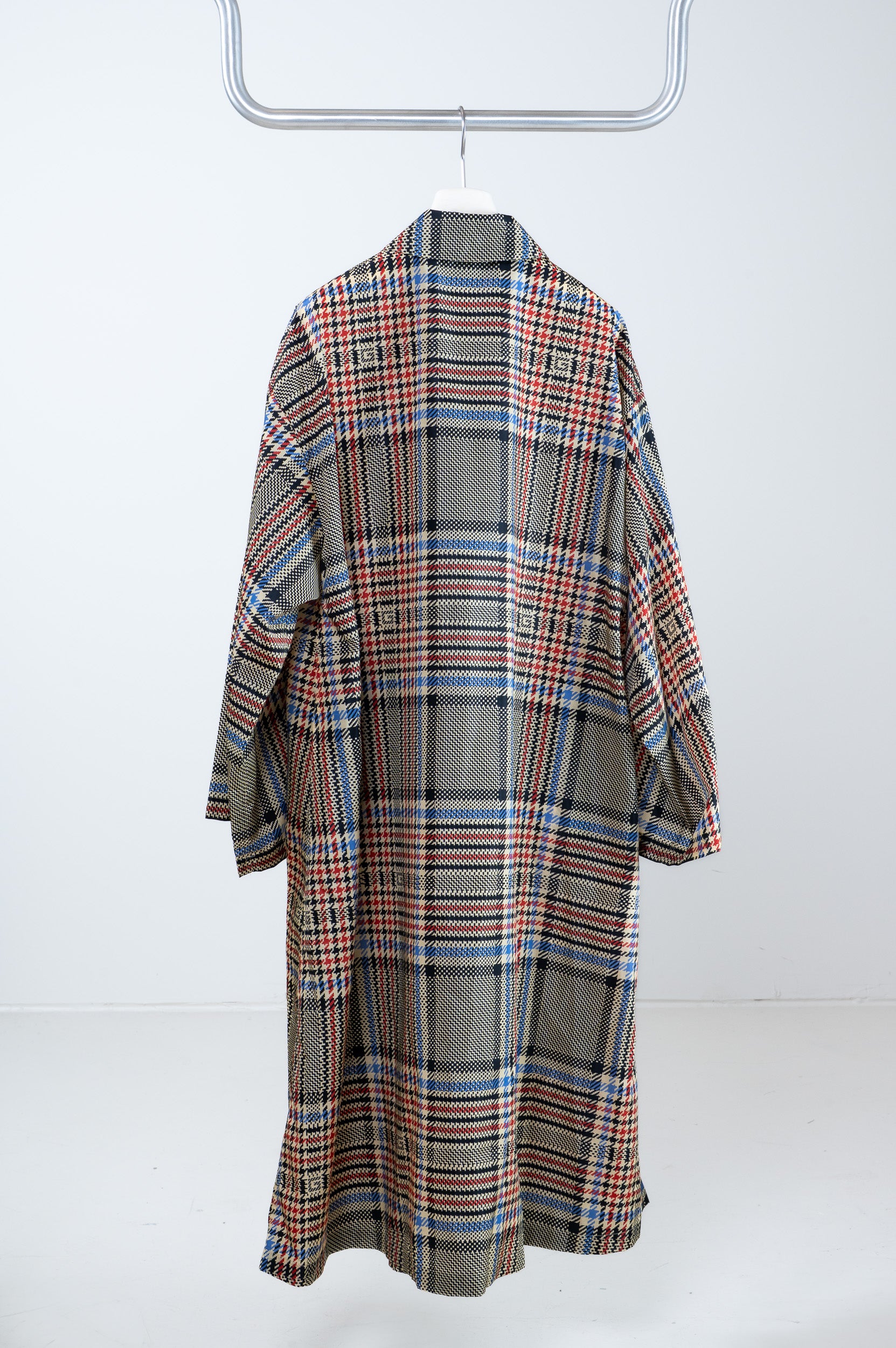 Back view of Gucci Plaid Raincoat showing full-length silhouette