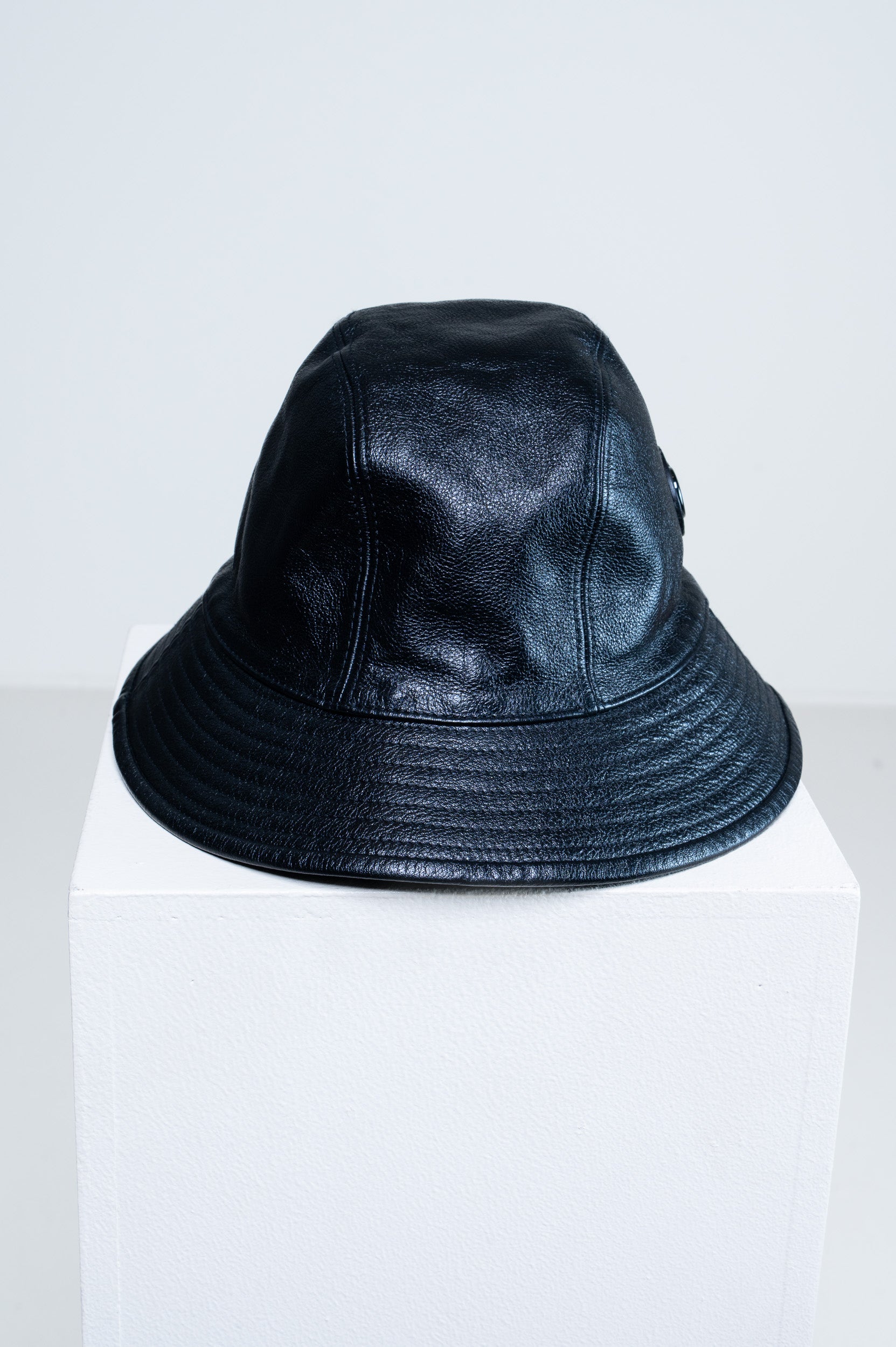 Gucci Black Leather GG Bucket Hat side view