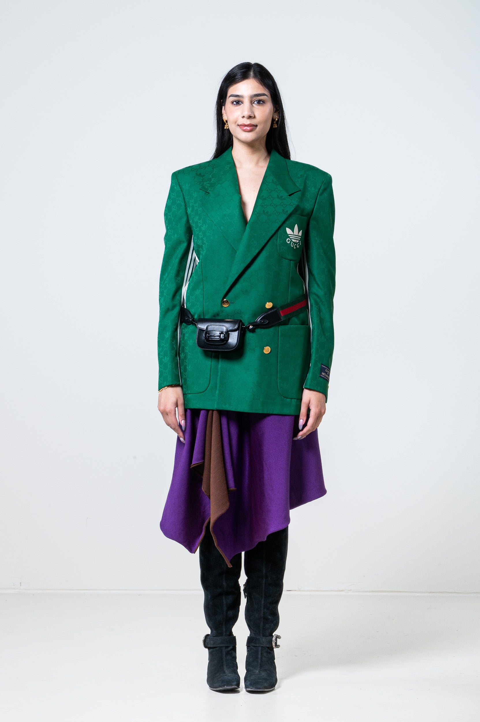Jacquard Green Monogram Blazer Jacket