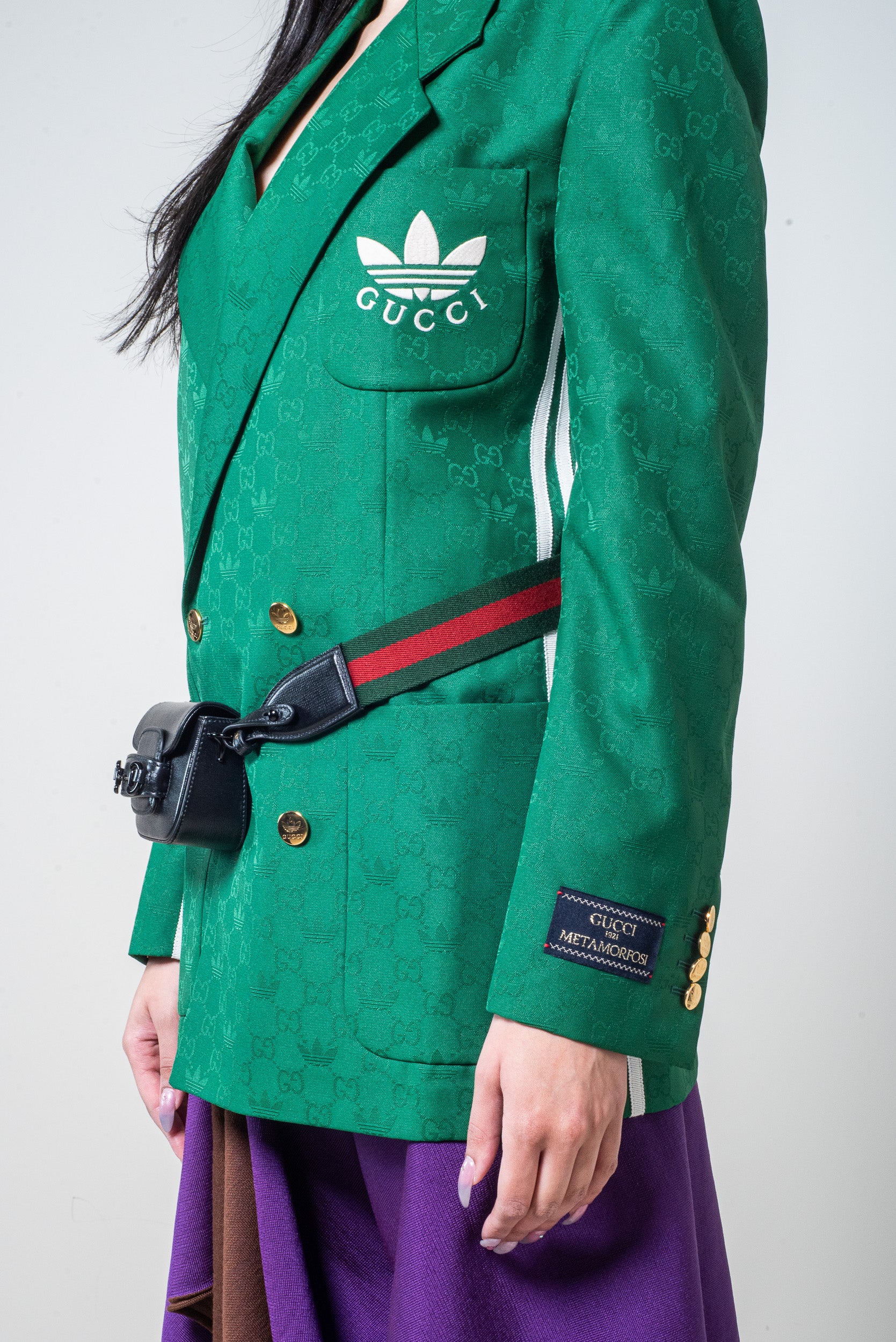Jacquard Green Monogram Blazer Jacket