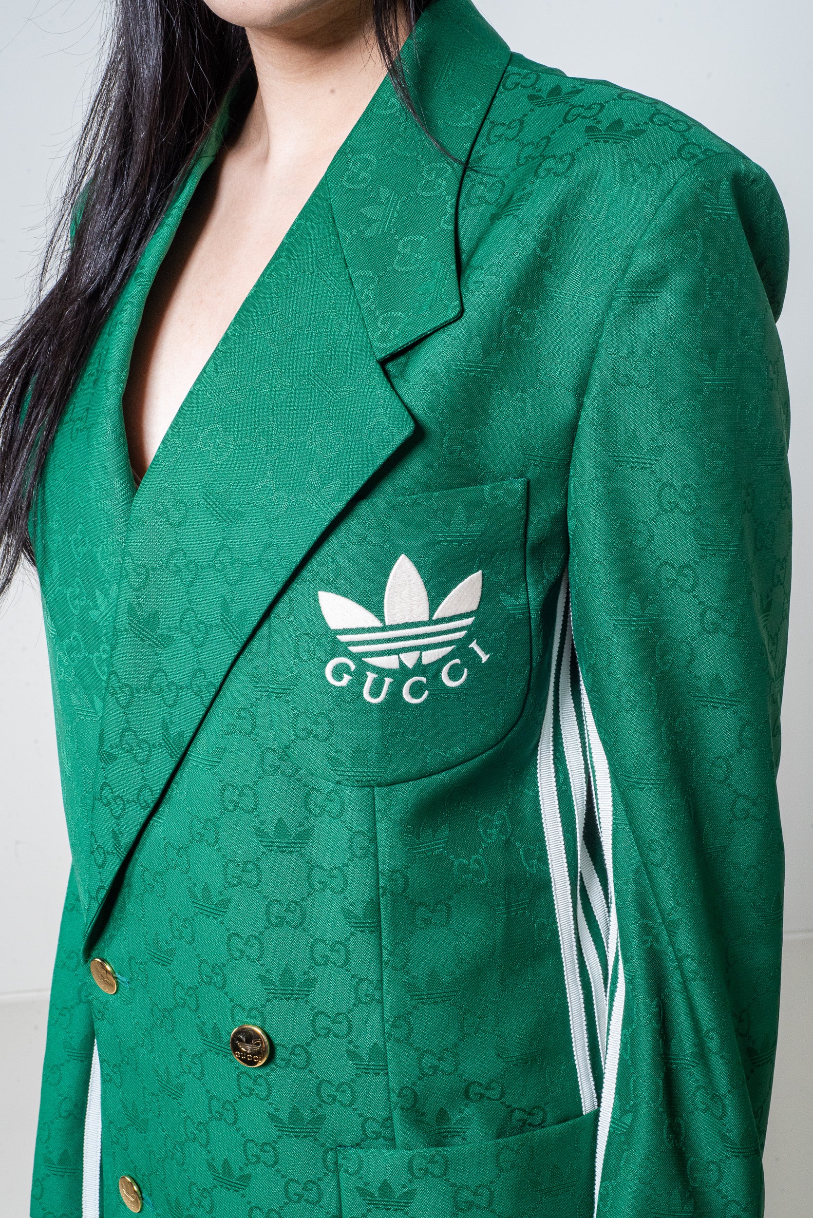 Jacquard Green Monogram Blazer Jacket