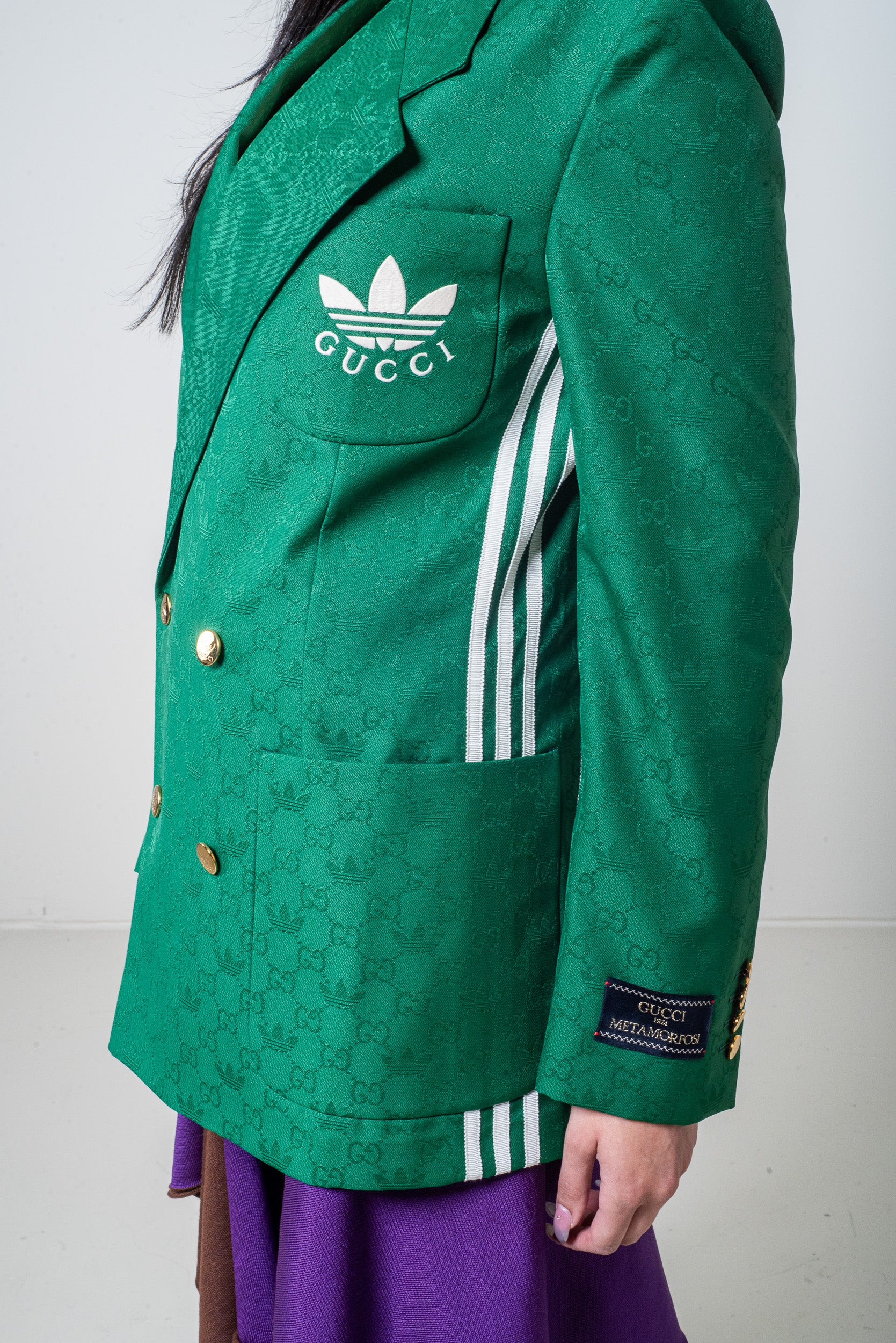 Jacquard Green Monogram Blazer Jacket