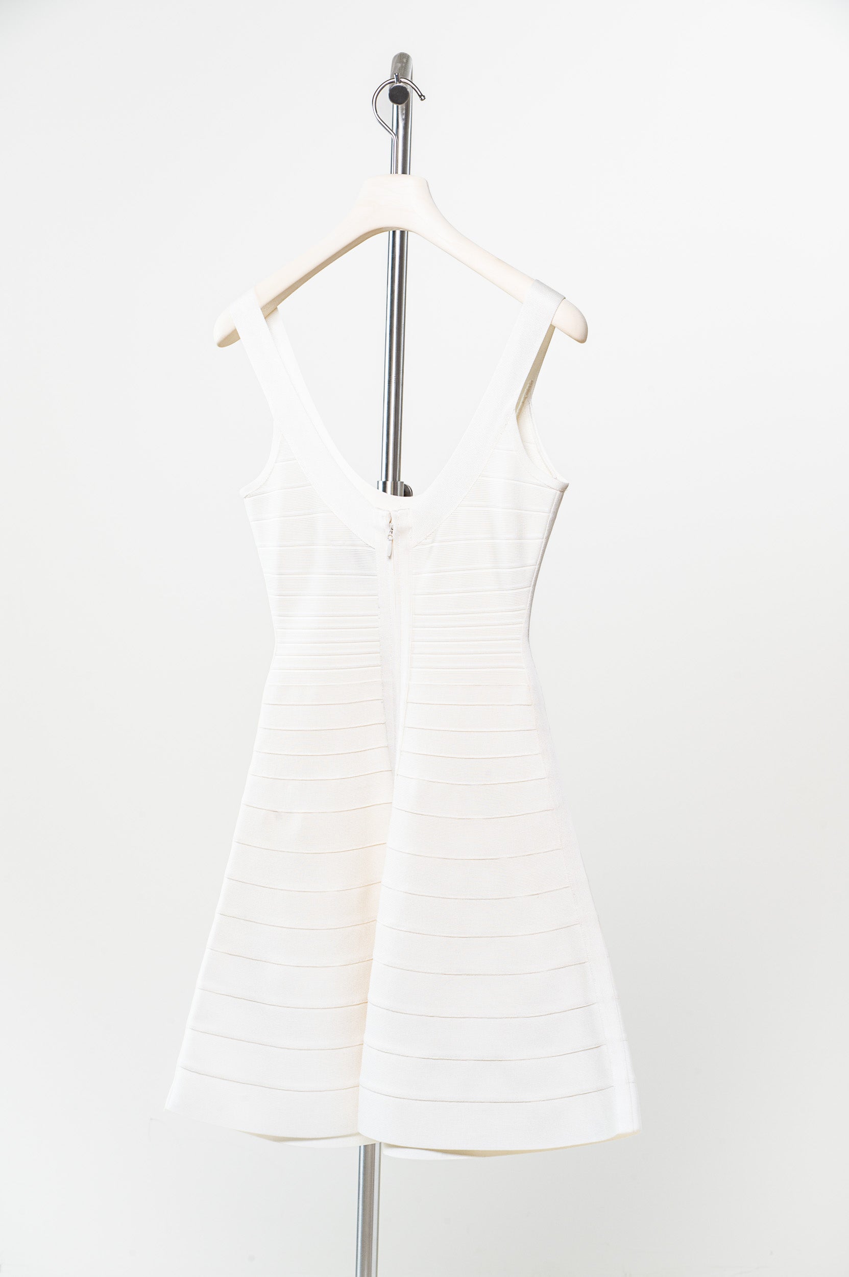 Back view of Hervé Léger White Bandage Fit & Flare Dress