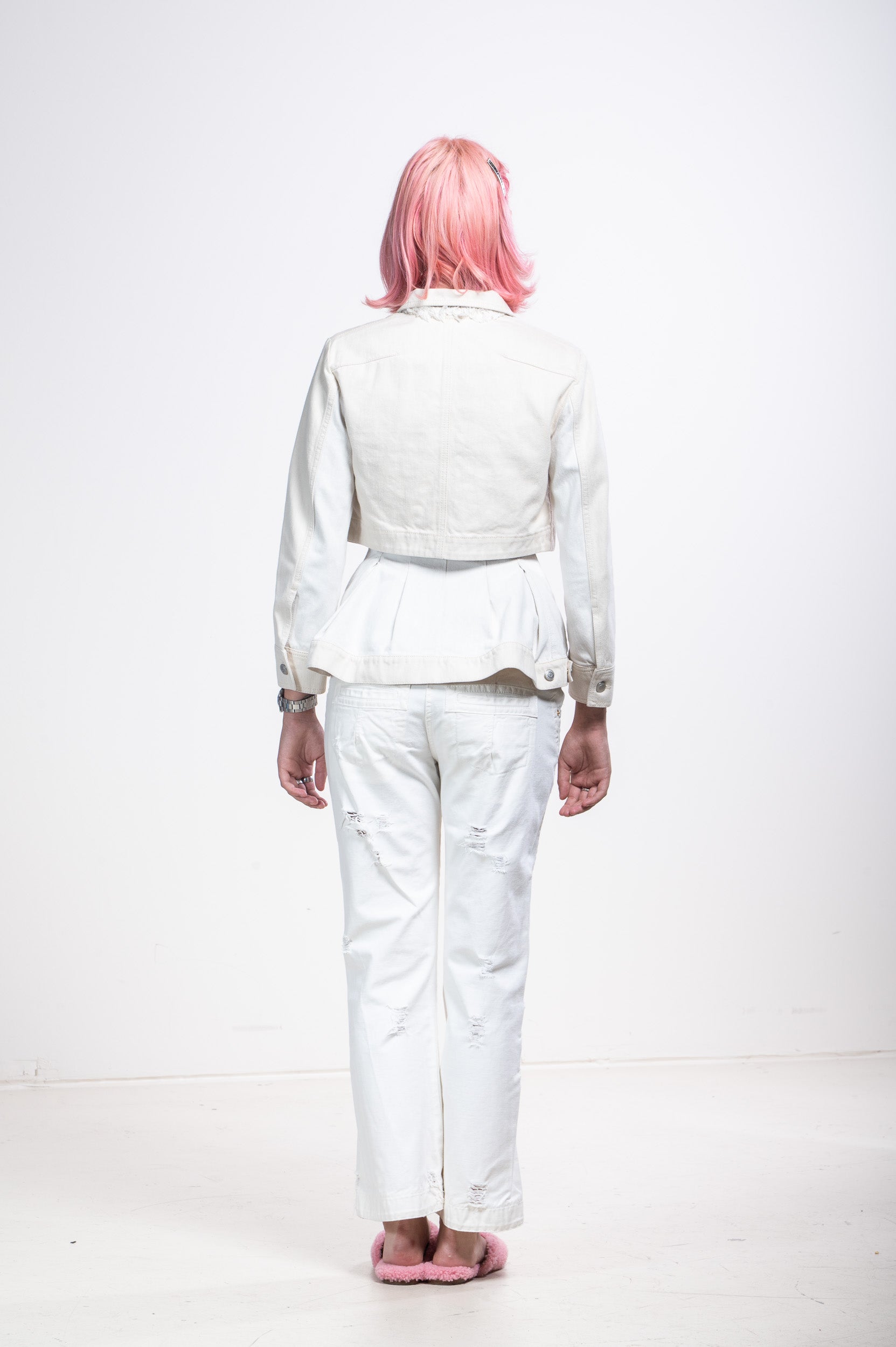 Cream Double Layered Denim Jacket