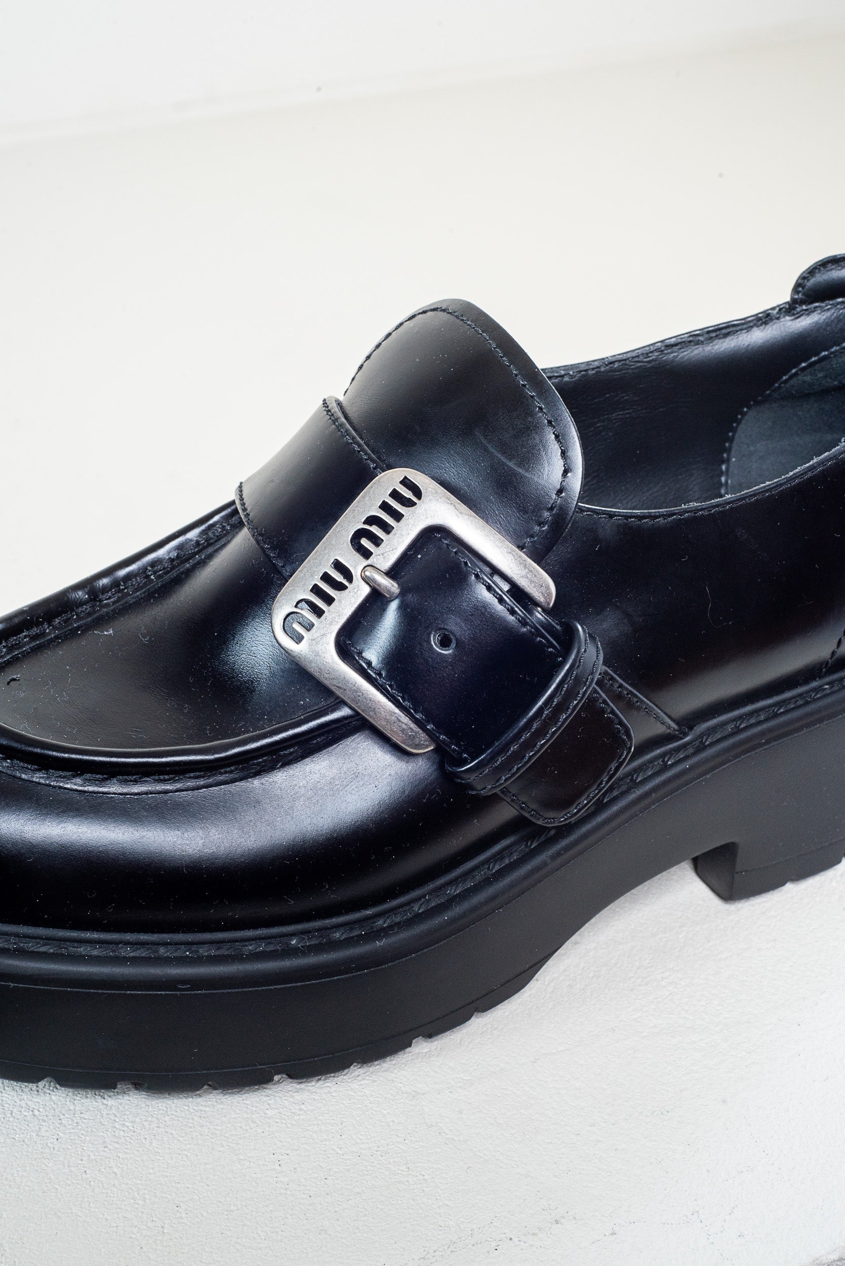 Black Silver Buckle Loafer