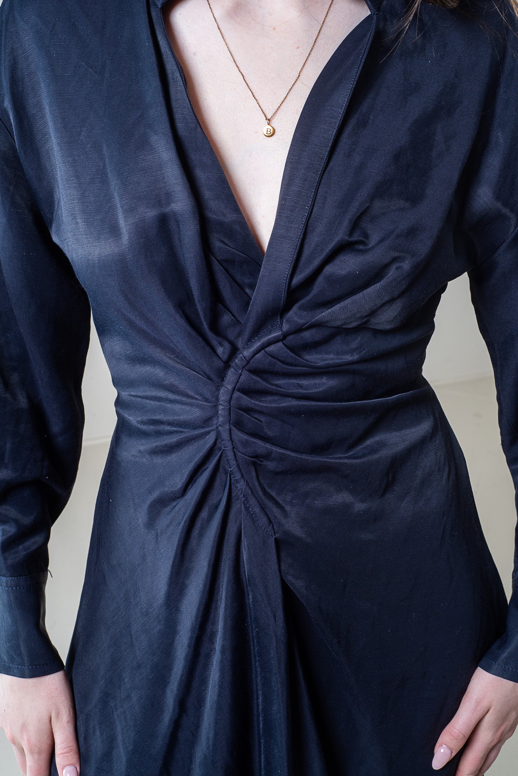 Celia Ruched Mini Shirt Dress