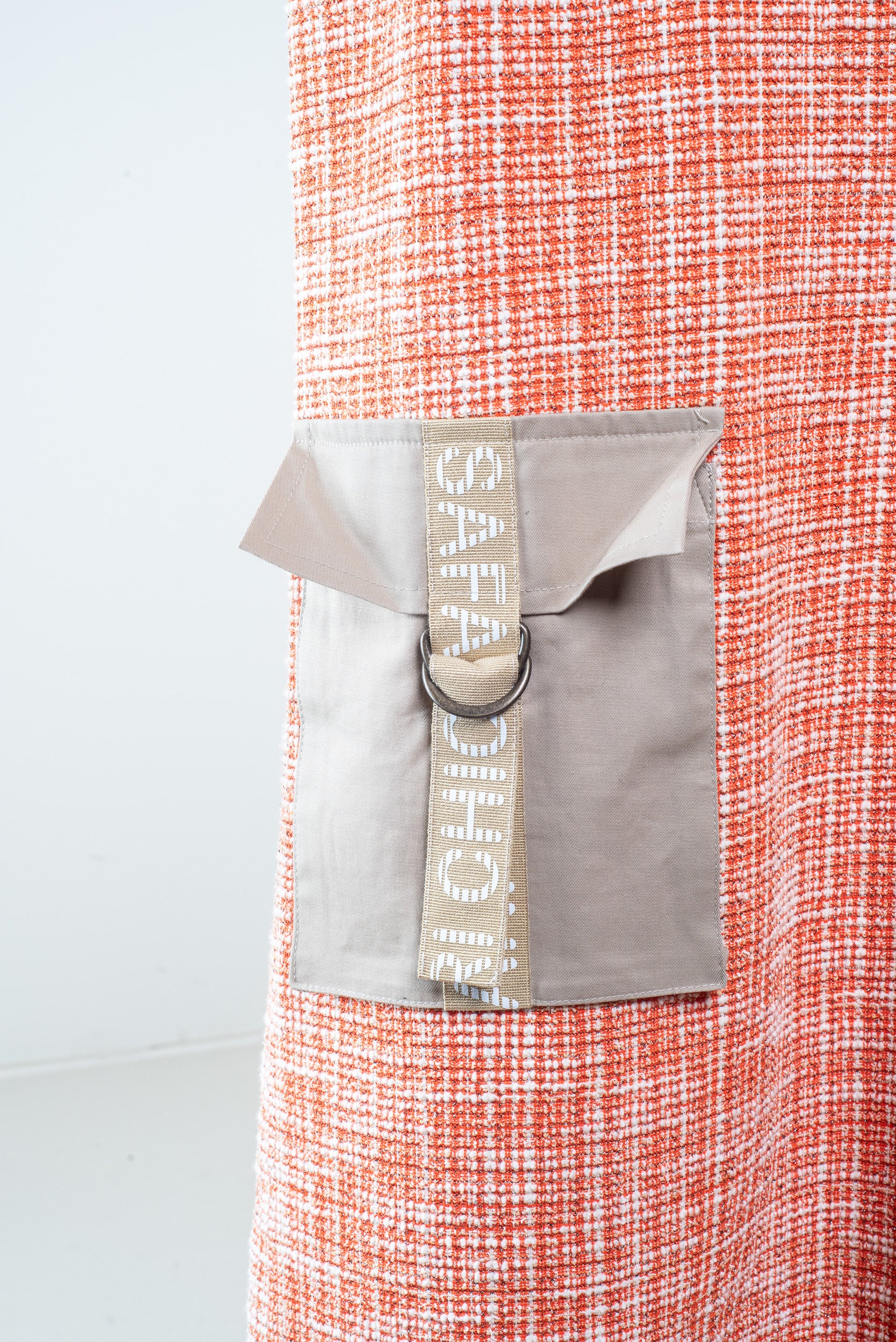 Orange Tweed Sleeveless Dress w/ Pockets
