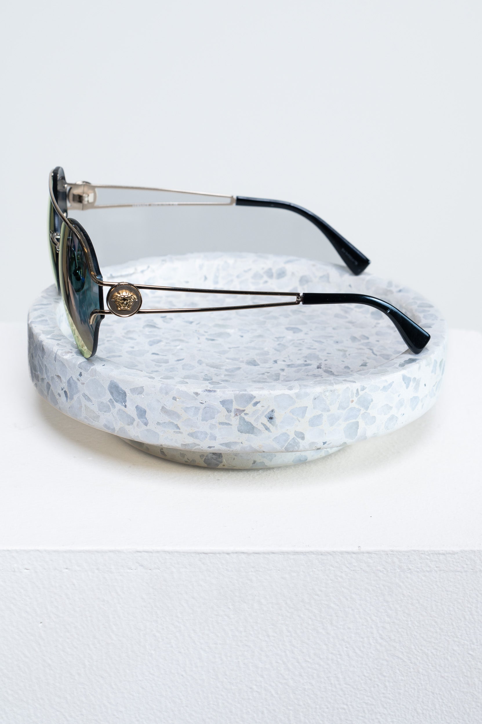 Side view of Versace Round Reflective Sunglasses 
