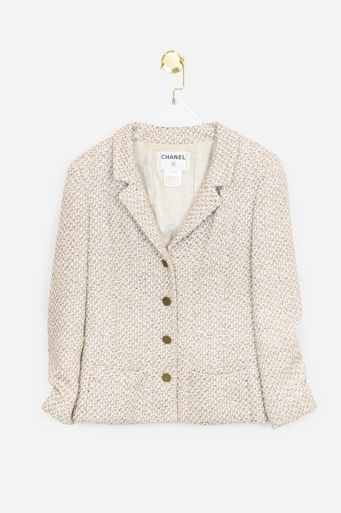 Chanel Vintage Classic Beige Tweed Blazer