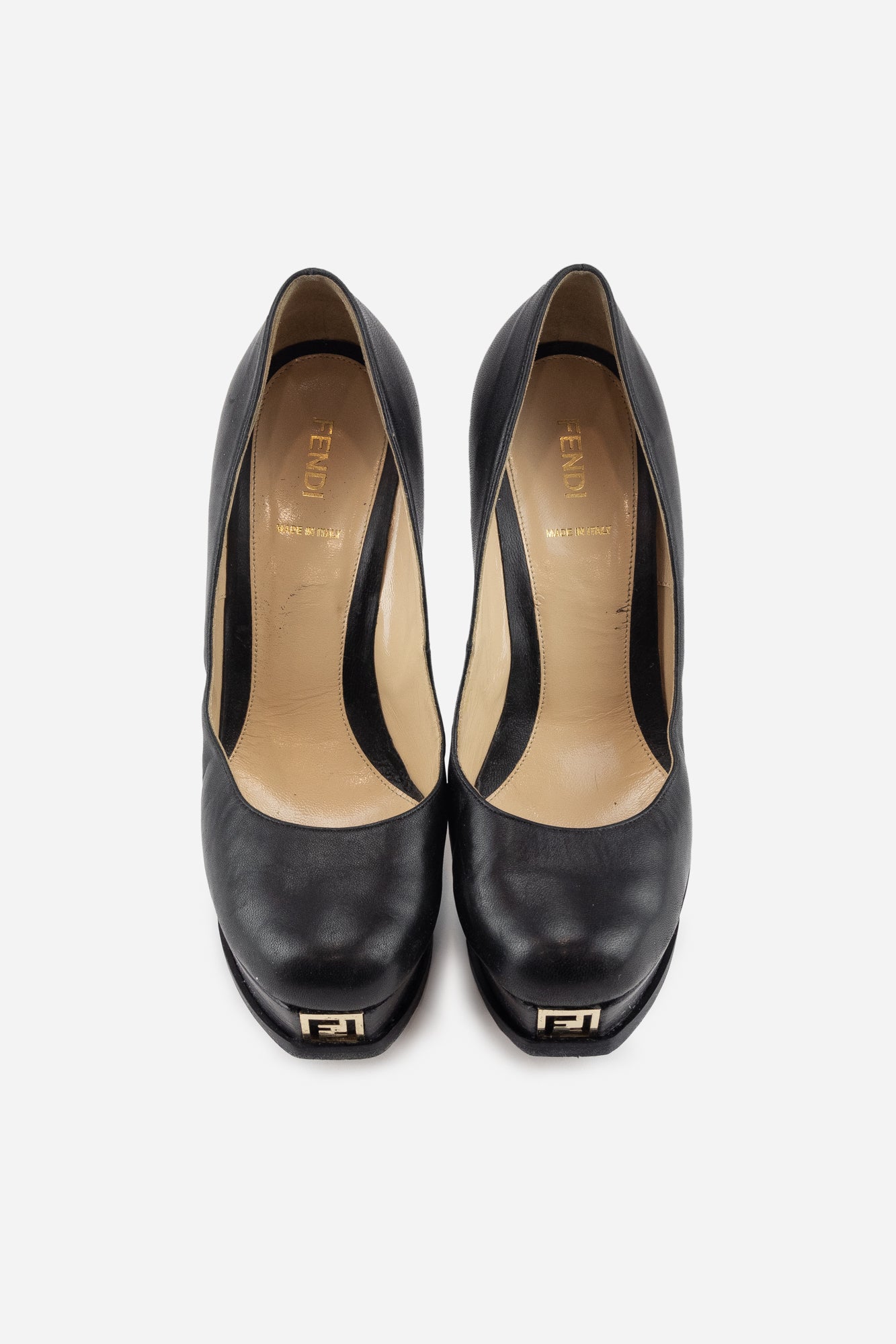 Platform FF Logo Pumps - So Over It Luxury Consignment