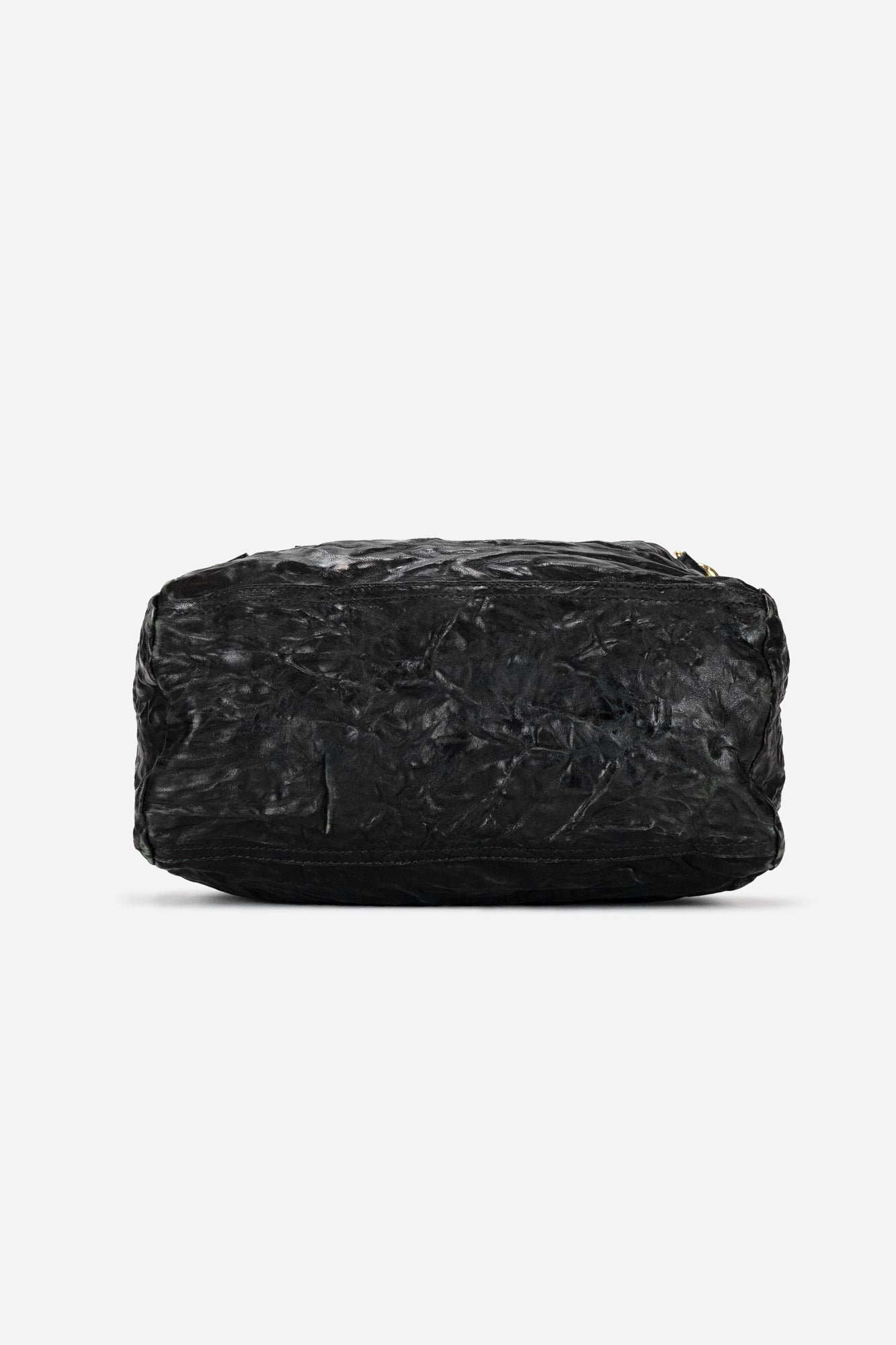 Black Distressed Leather Pandora Bag