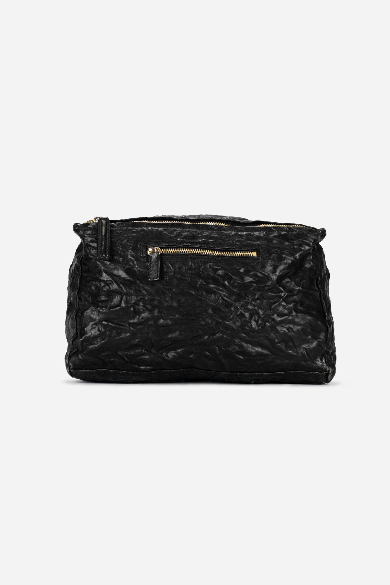 Black Distressed Leather Pandora Bag