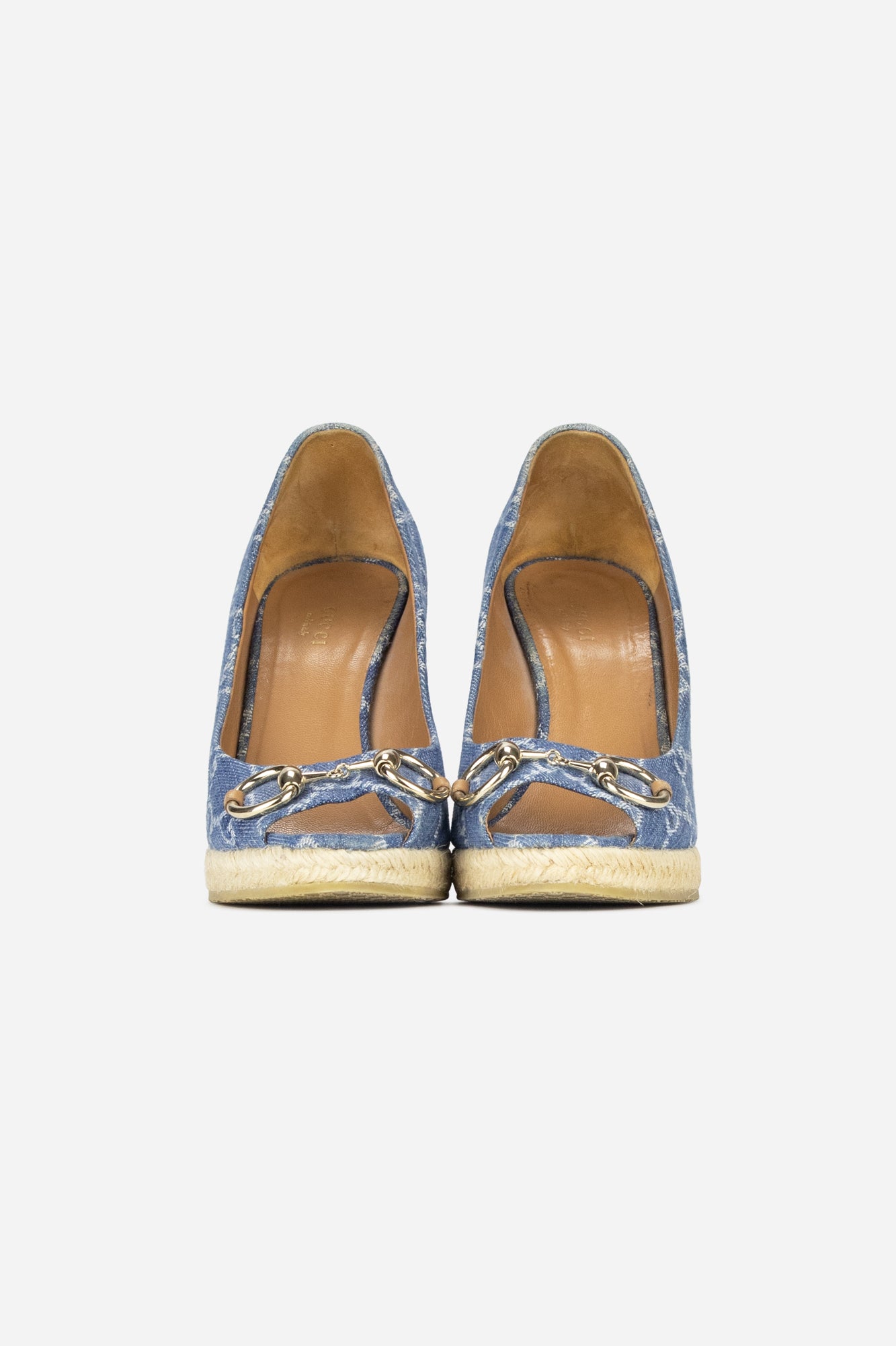 Blue Denim GG Wedge Sandals