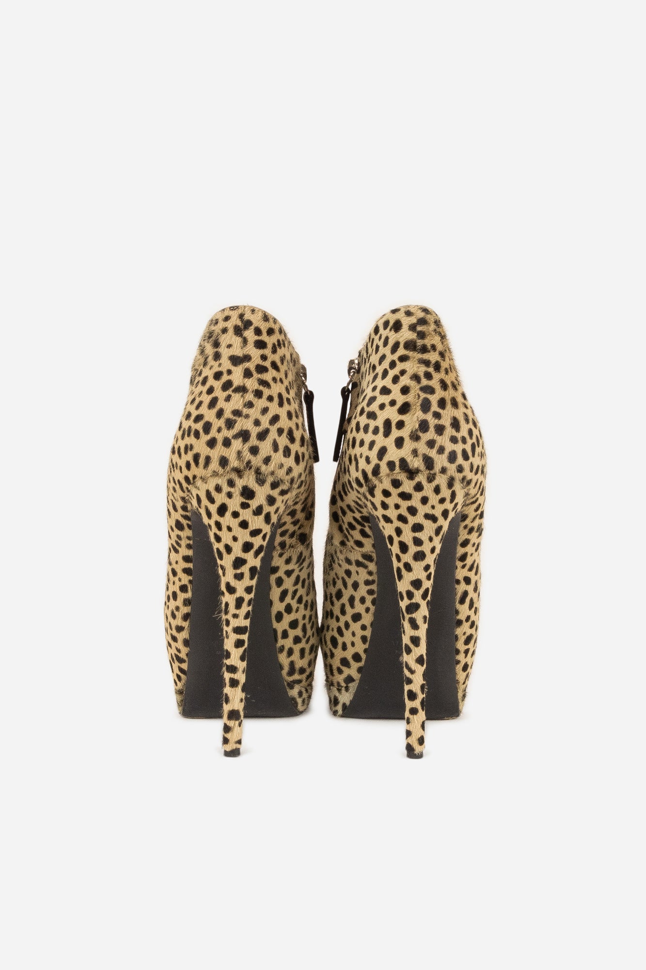 Eva Calf Hair Cheetah Print Platform Booties - So Over It Luxury Consignment
