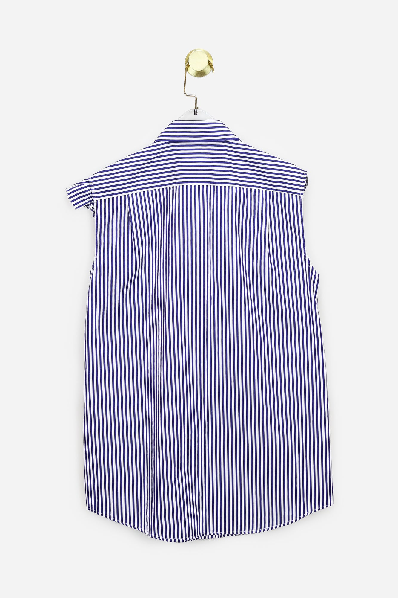 Blue and White Stripe Ruffled Top - So Over It Luxury Consignment