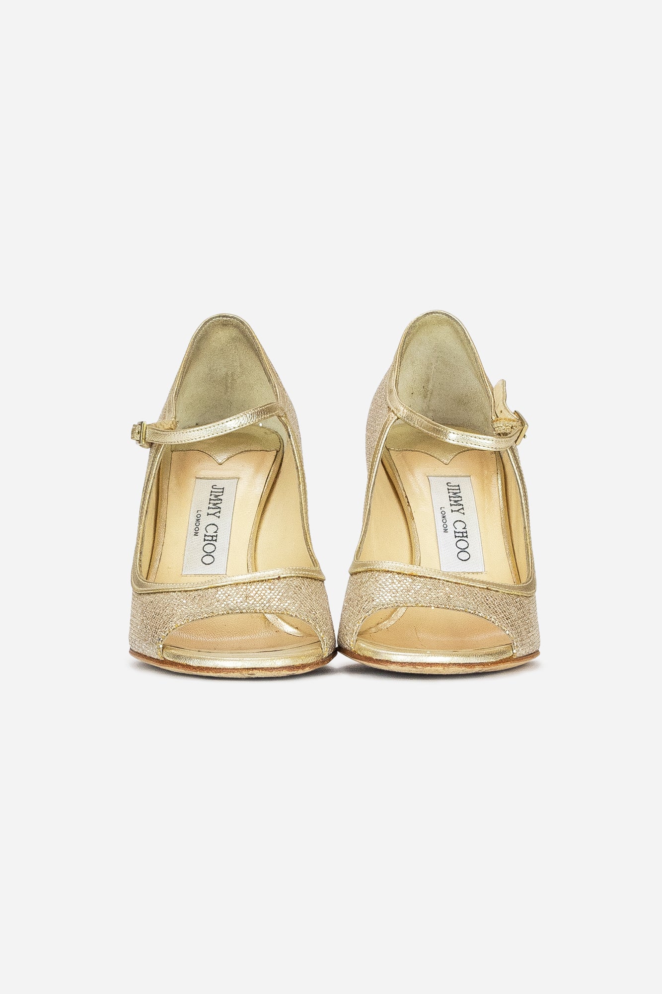 Gold Glitter Mary Jane Open Toe Pumps - So Over It Luxury Consignment