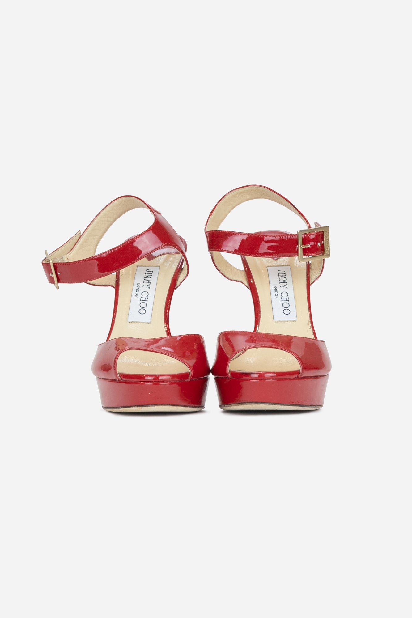 Red Patent Leather Platform Sandals - So Over It Luxury Consignment