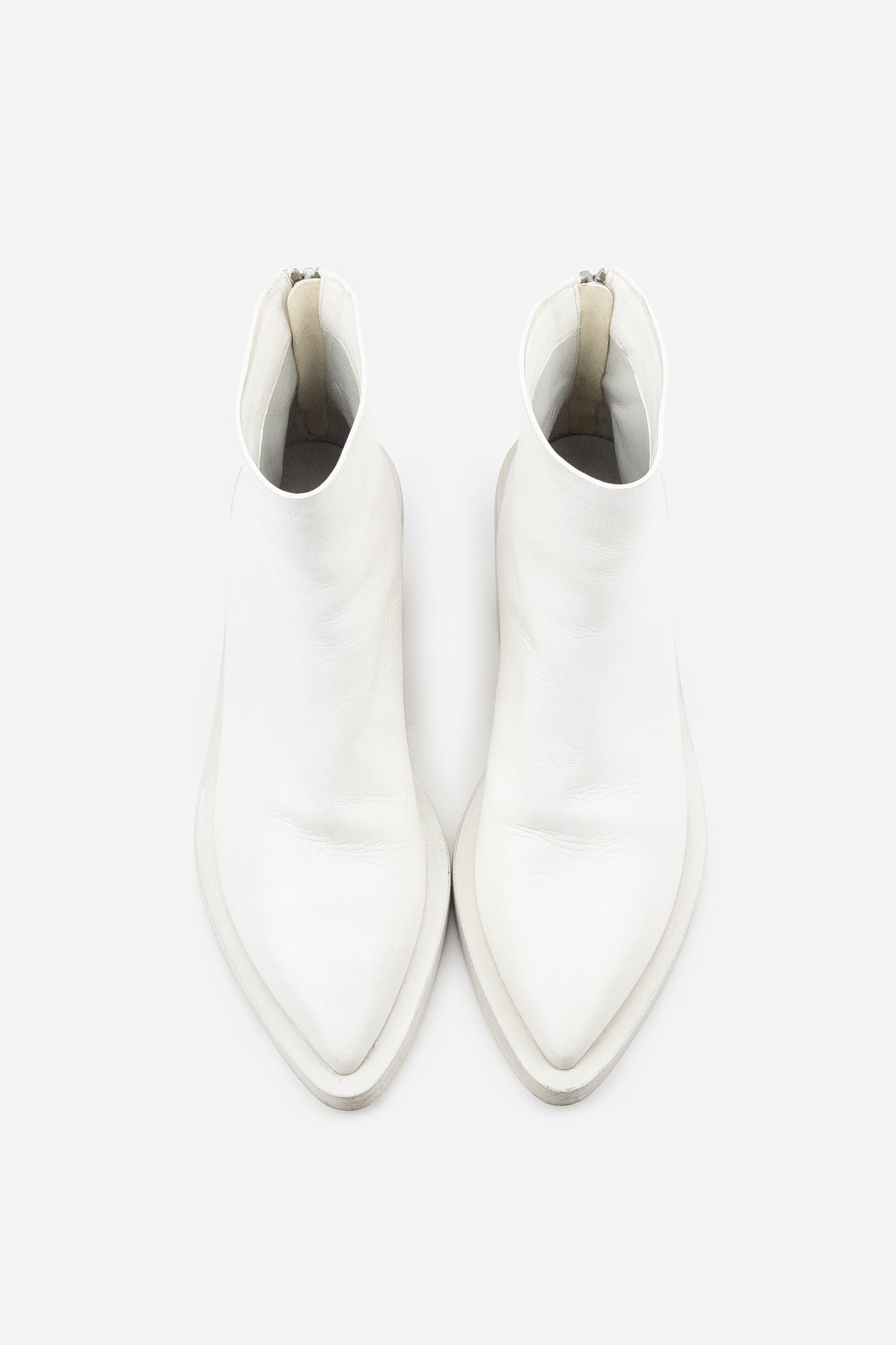 White Leather Coneros Boots - So Over It Luxury Consignment