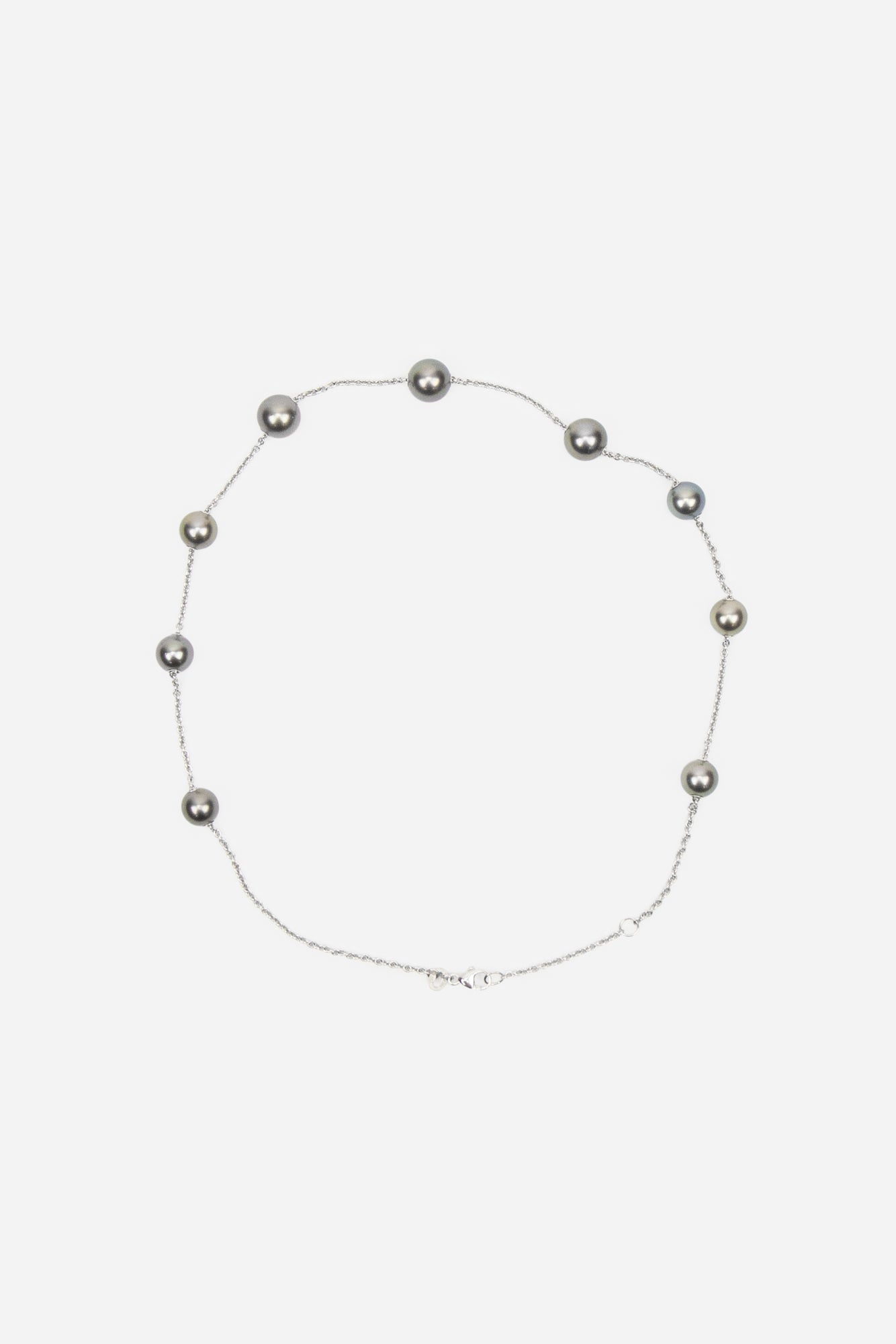 Grey Tahitian Pearl Station Necklace