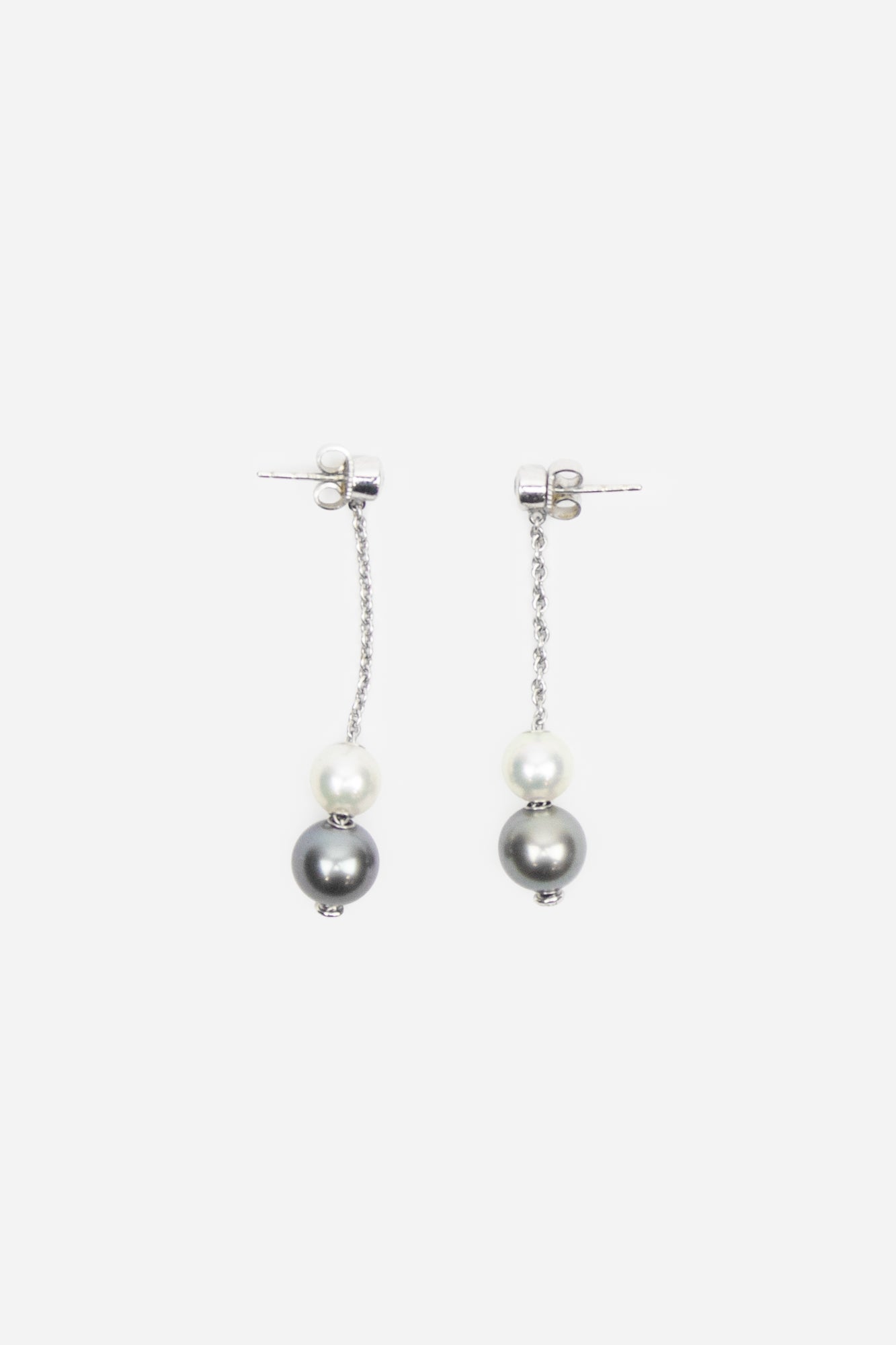 Grey and White Pearls in Motion Dangle Earrings - So Over It Luxury Consignment