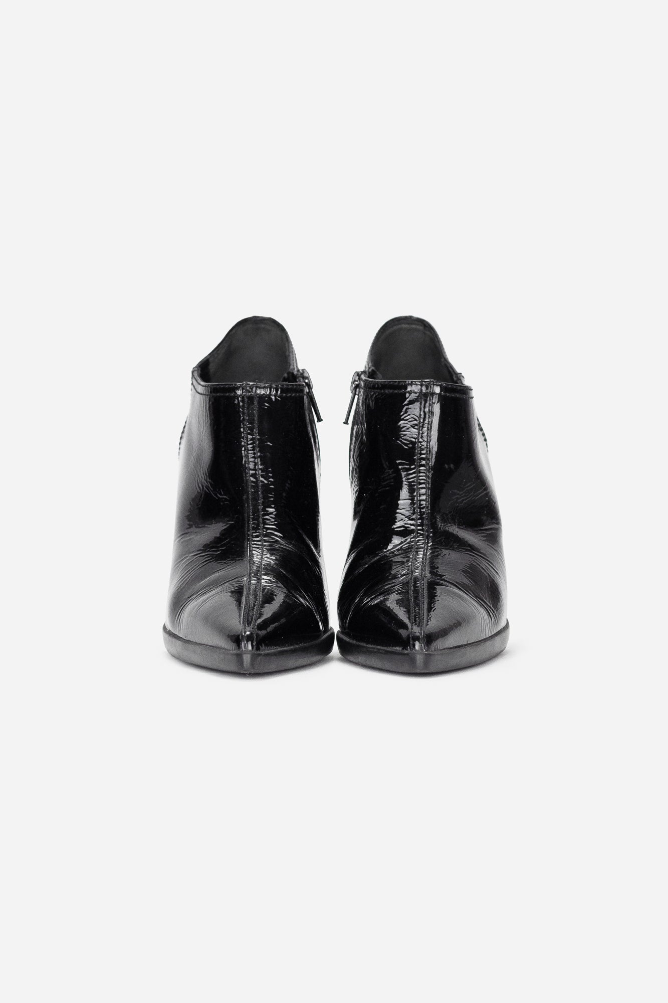 Black Patent Leather Pointed Toe Booties - So Over It Luxury Consignment