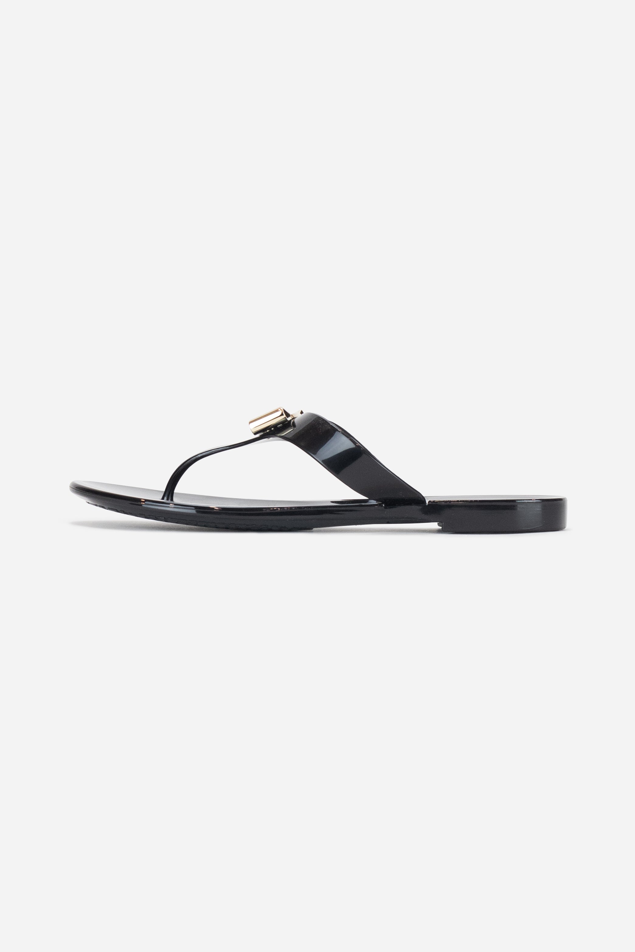 Black Rubber Bow Slide Sandals - So Over It Luxury Consignment