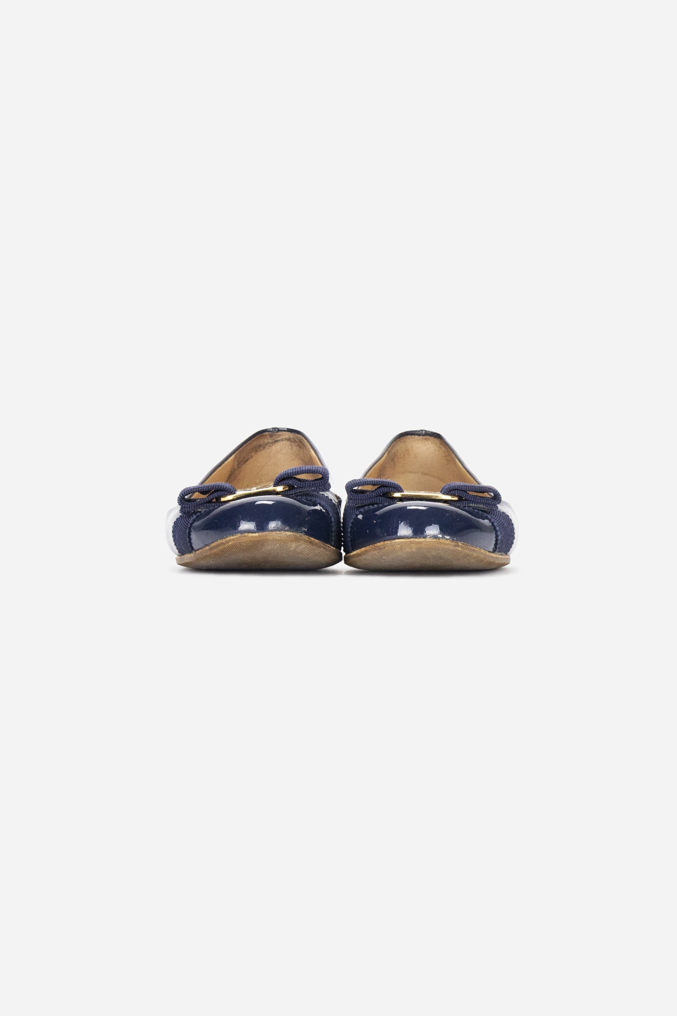 Navy Patent Leather Classic Bow Ballet Flats - So Over It Luxury Consignment