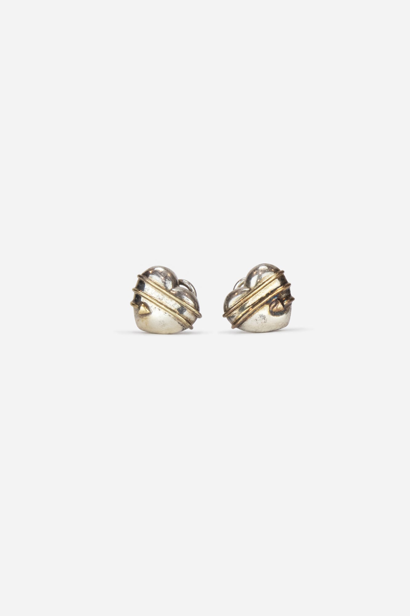 18K White Gold Puffy Heart Clip-On Earrings
