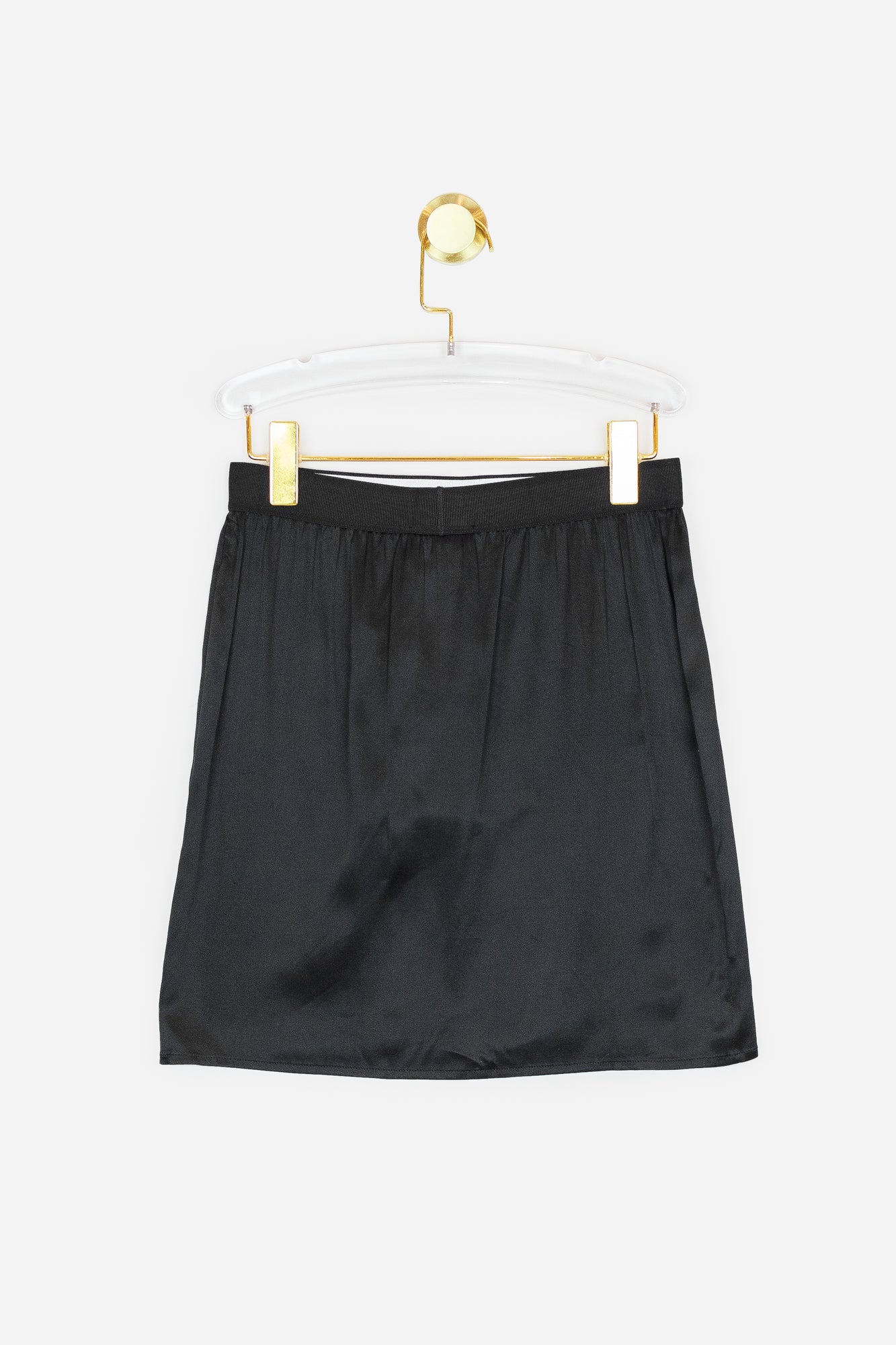 Black Silk Logo Mini Skirt